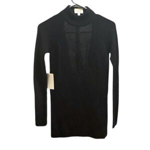 HP. WILFRED Women’s XXS 100% Virgin Wool Open Back Sheer Black Gallet Sweater